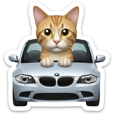 Cat in car bmw sticker