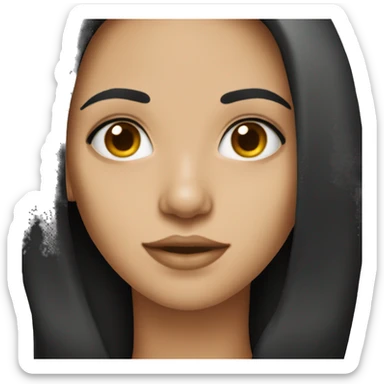 Girl with long black hair slim jawline  sticker