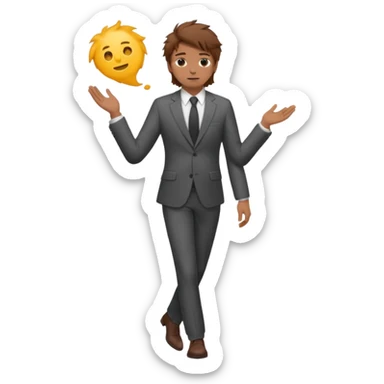 Chico blanco pelo castaño, traje cuerpo entero pelo revuelto sticker