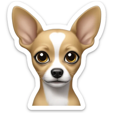 chihuahu color caqui with a white line in her head and her pupil is full black and white sticker
