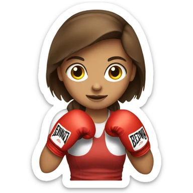 Brown hair girl with boxing gloves sticker