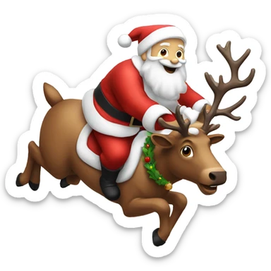 Santa flying on a raindeer sticker