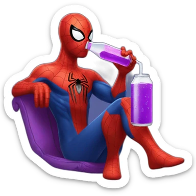 Spider Man drinking purple soda sticker