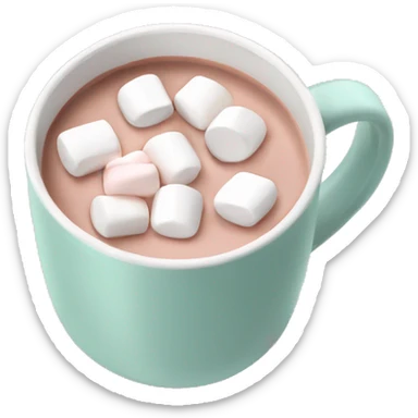 Light Pink mug of hot chocolate with marshmallows  sticker