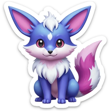Hyper-realistic pastel wildlife Beautiful Real life wild feral Frosty Albino Shiny White with Violet and Indigo and pink markings Eevee-Liepard-Zangoose-Pokémon-Digimon-Fakémon-fusion-hybrid-creature sticker