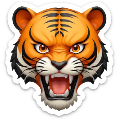 full body of angry tiger with fangs, front face  sticker