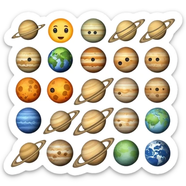 12 planets emojis I need a line for each planet mercury sticker