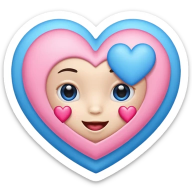 Emoji heart blue and pink baby shower sticker