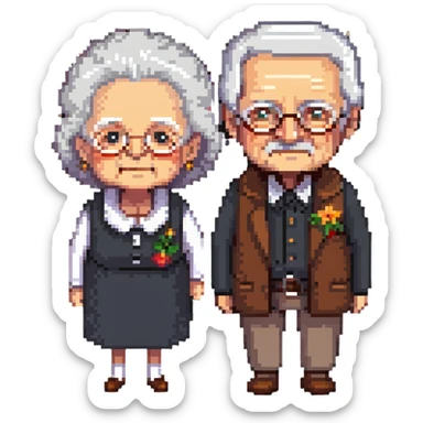 elderly white grandmother and grandfather together sticker