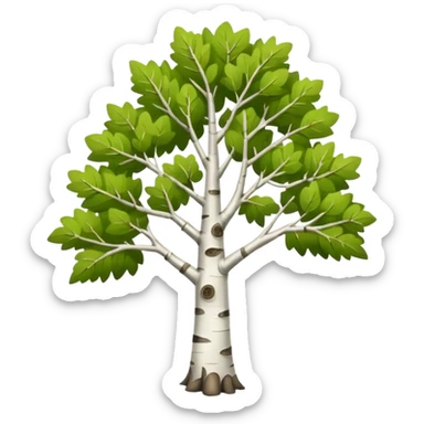 thin birch tree with many branches sticker