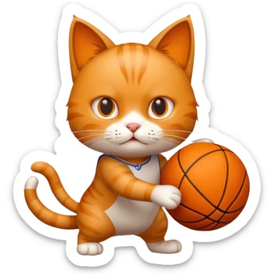Cat playing basketball sticker