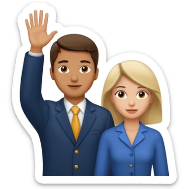 Man behind a bent over woman with his hand up sticker