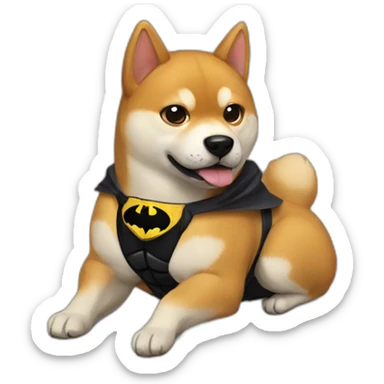 shiba in Batman costume  sticker