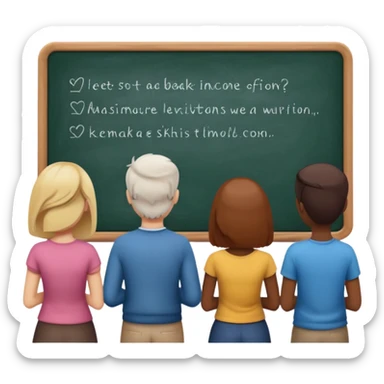 personas viendo una pizarra sticker