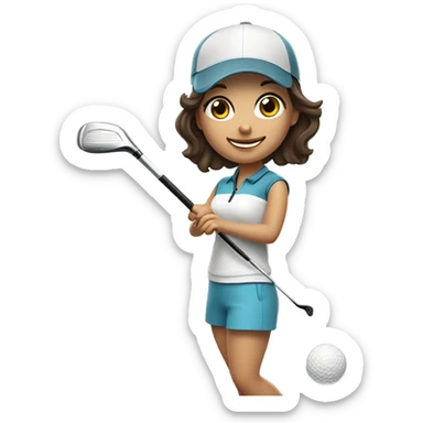 Cute brunette girl playing golf sticker