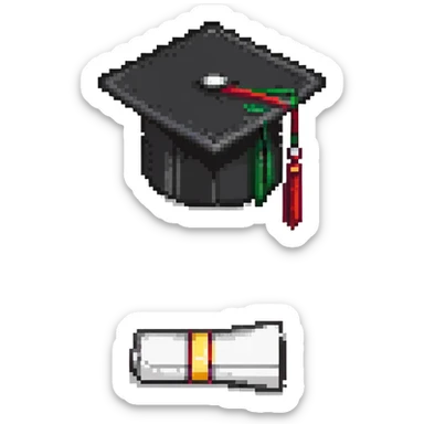 Graduation cap with diploma sticker