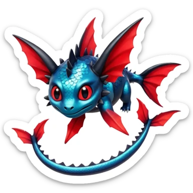 Shiny Red And Black Colorful Vaporeon-Toothless-Fakémon-hybrid-creature (full body)  sticker