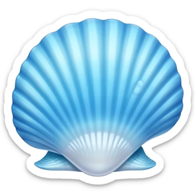 Light blue seashell emoji, pearl texture, soft gradient, smooth curves, glossy finish sticker