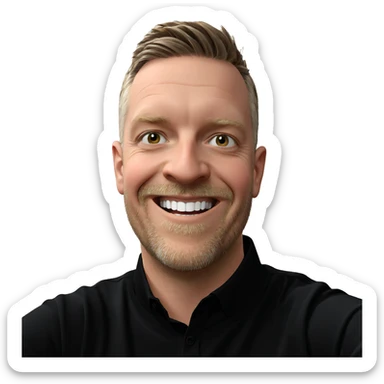 smiling young man in black sticker