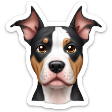 tri color pitbull dog cropped ears sticker