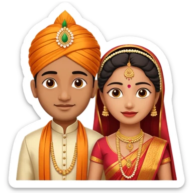 South indian wedding bride and groom sticker