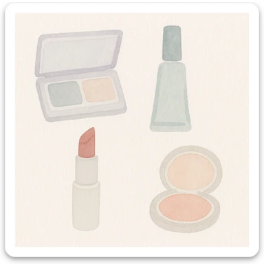 watercolor style makeup with soft tones on light background sticker