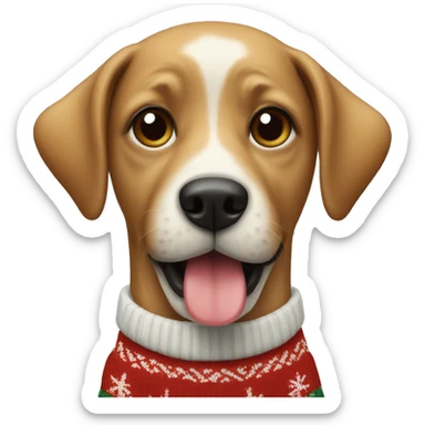 Dog wearing a Christmas sweater sticker