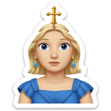 Ancient Roman woman with earrings and blonde hair, blue drees sticker