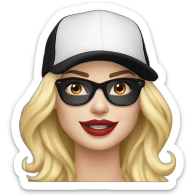 Margot robbie in a black cap sticker