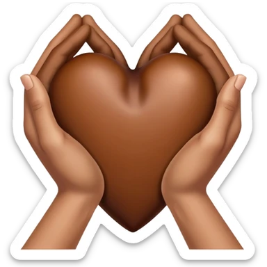 A heart made of hands inside a brown heart sticker