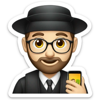 Young orthodox Rabbi with smartphone sticker