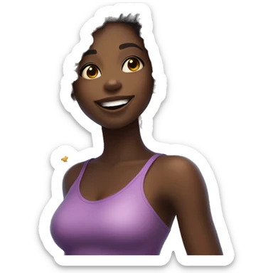Black Girl with curly hair flying and catching a star dark skin dimples sticker