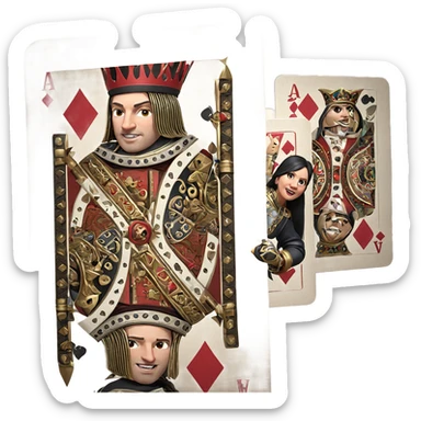 crowned warrior with playing card sticker