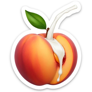 Brzoskwinia z pęknięciem a z pęknięcia wydobywa sie białe mleko sticker