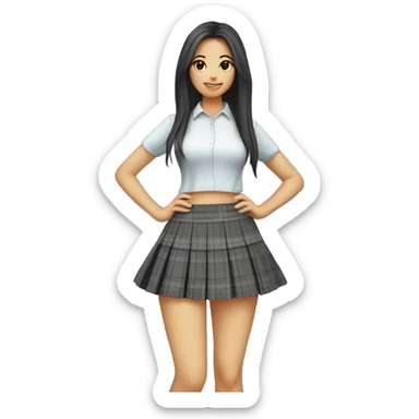 Grey tartan pleated mini skirt, isolated sticker