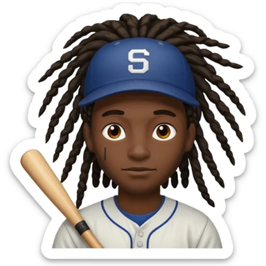 dreadlock baseball player black sticker