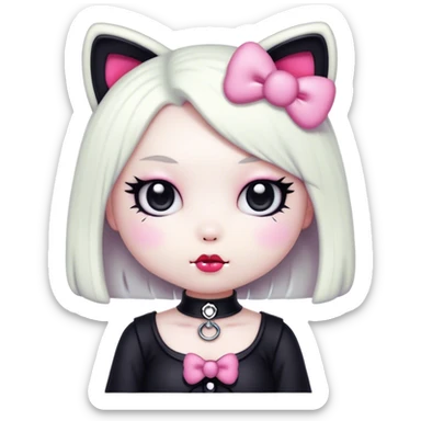 goth kawaii hello kitty lady sticker
