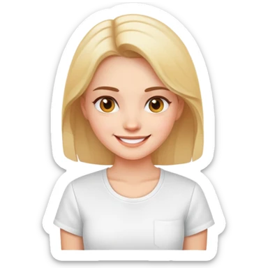 smiling girl in white shirt sticker