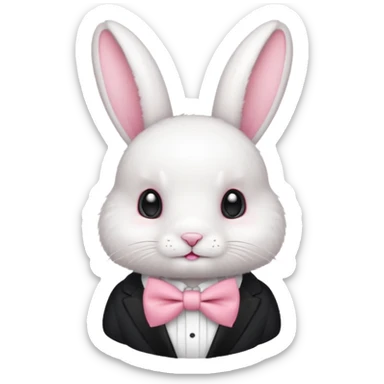 white bunny with pink bowtie sticker
