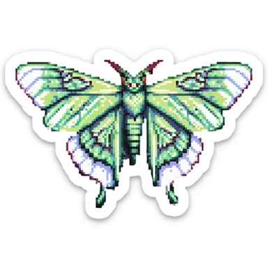 luna moth with wings spread sticker