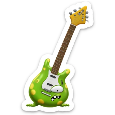 Happy slimy slug playing electric guitar sticker