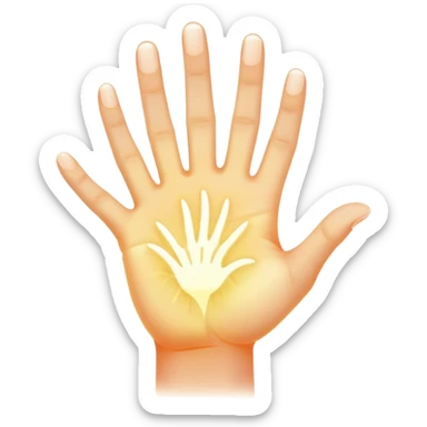 ethereal glowing hand with symbolic palm lines sticker