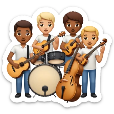png white background in ios emoji style depicting a band playing live sticker