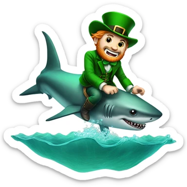 Irish leprechaun riding a shark underwater sticker
