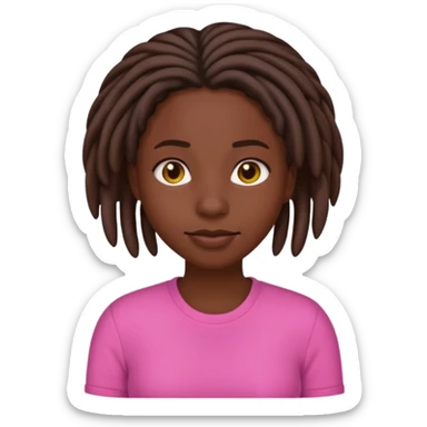 darkskin female women emoji with short locs pink shirt sticker