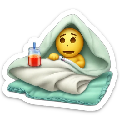 sick with blanket and thermometer sticker