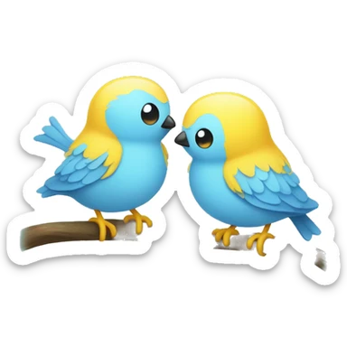 Two little cute birds one is yellow the other is light blue sticker