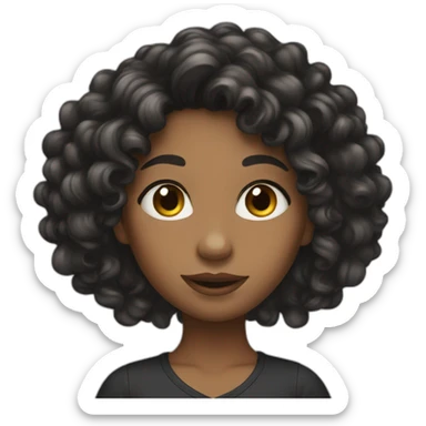 Girl with long Blak curly hair sticker