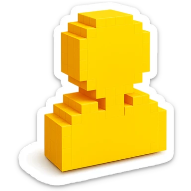 voxel style profile icon, yellow color, simple, modern sticker