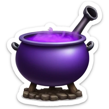 Cauldron with potion and purple steam. sticker